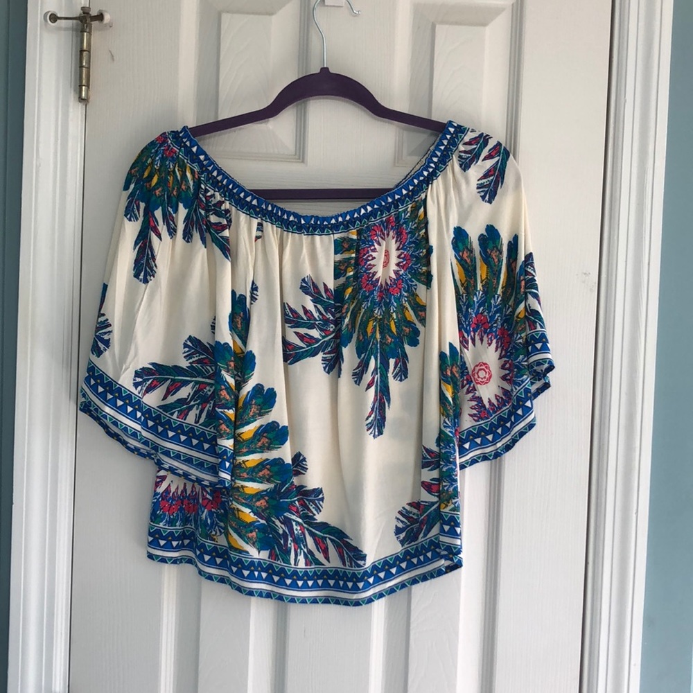 Boho style off the shoulder top with wide sleeves